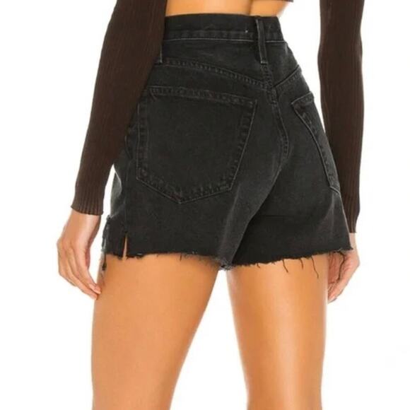 Re/Done Black Distressed Jean Shorts - Picture 2 of 8